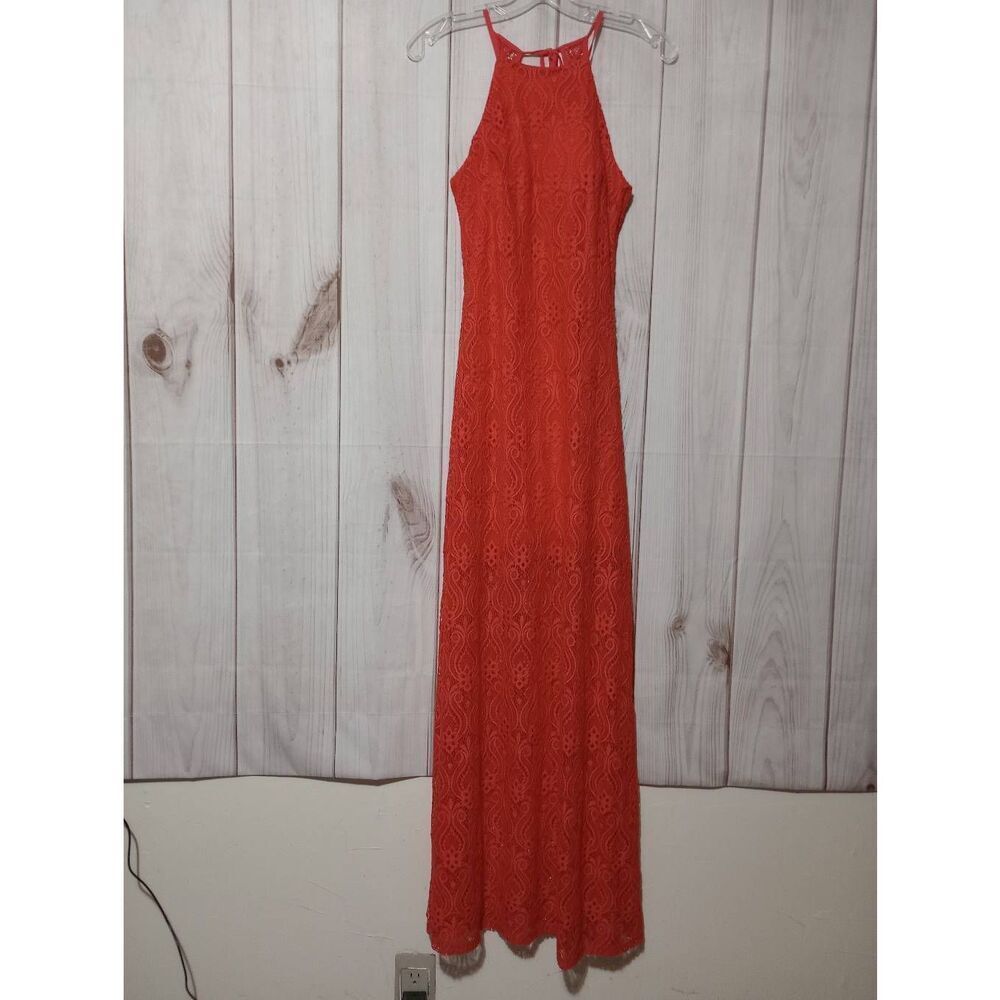 Bisou Bisou Dress Ladies 4 Coral Sleeveless‎ Maxi Lace